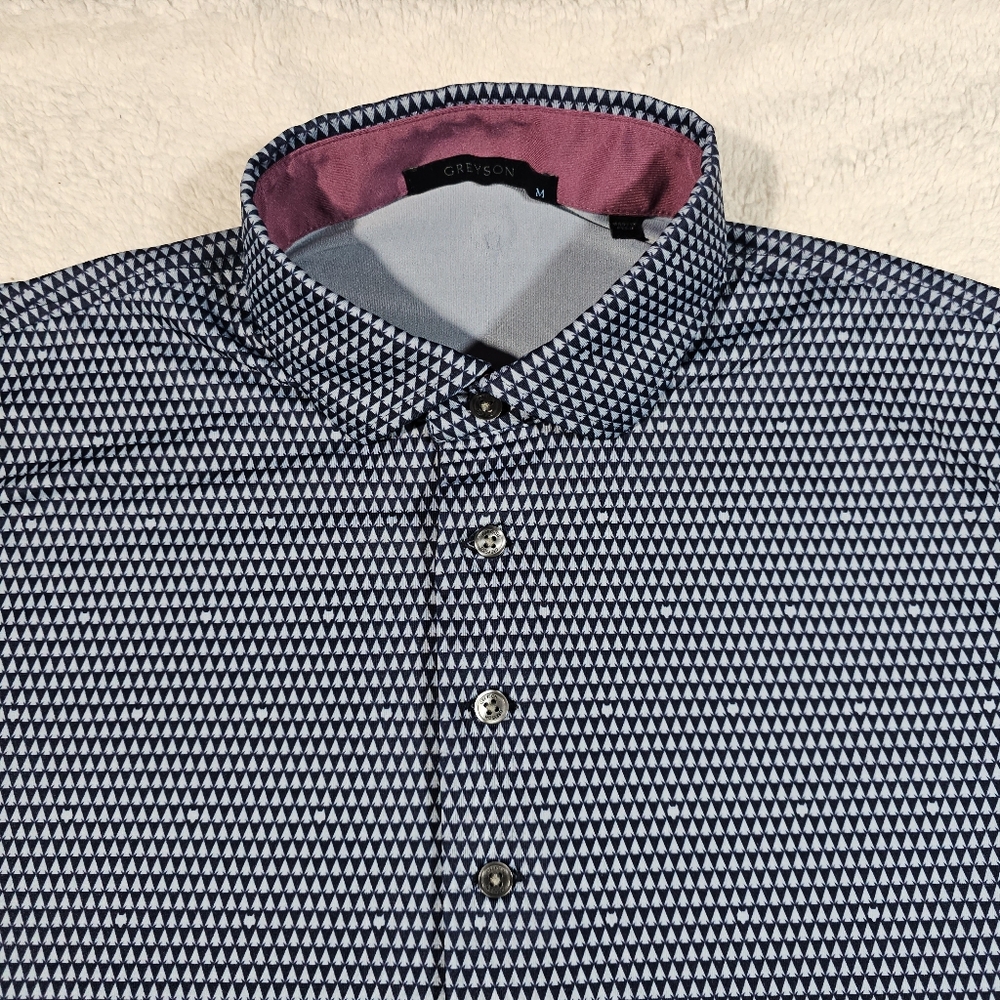 Greyson Maltese Blue Arrowhead Print Short Sleeve Polo Embroidered Mens M - Picture 4 of 11